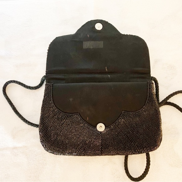 Small black shoulder purse for ladies. Faux leather and imitation diamonds. Used - Picture 2 of 3